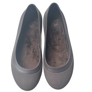 Crocs Alice Work Flats Brown Faux Fur Lined Slip On Shoes Womens Size 8 EUC